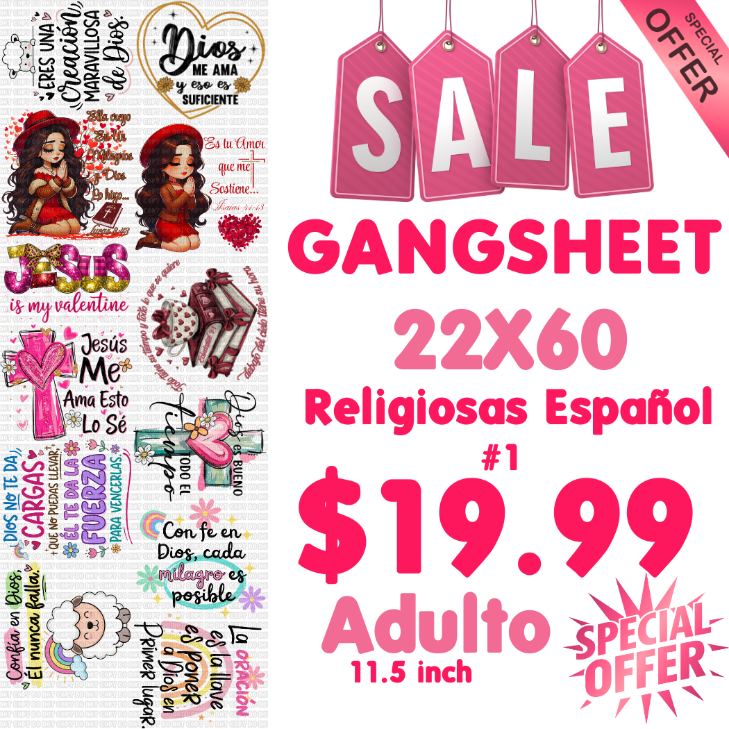 GANGSHEET #3 DTF 22X60 VALENTINE RELIGIOSA ESPANOL