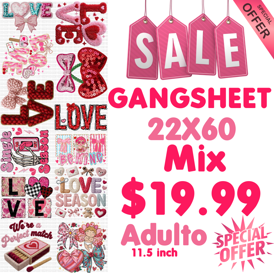 GANGSHEET #4 DTF 22X60 VALENTINE MIX