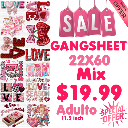 GANGSHEET #4 DTF 22X60 VALENTINE MIX
